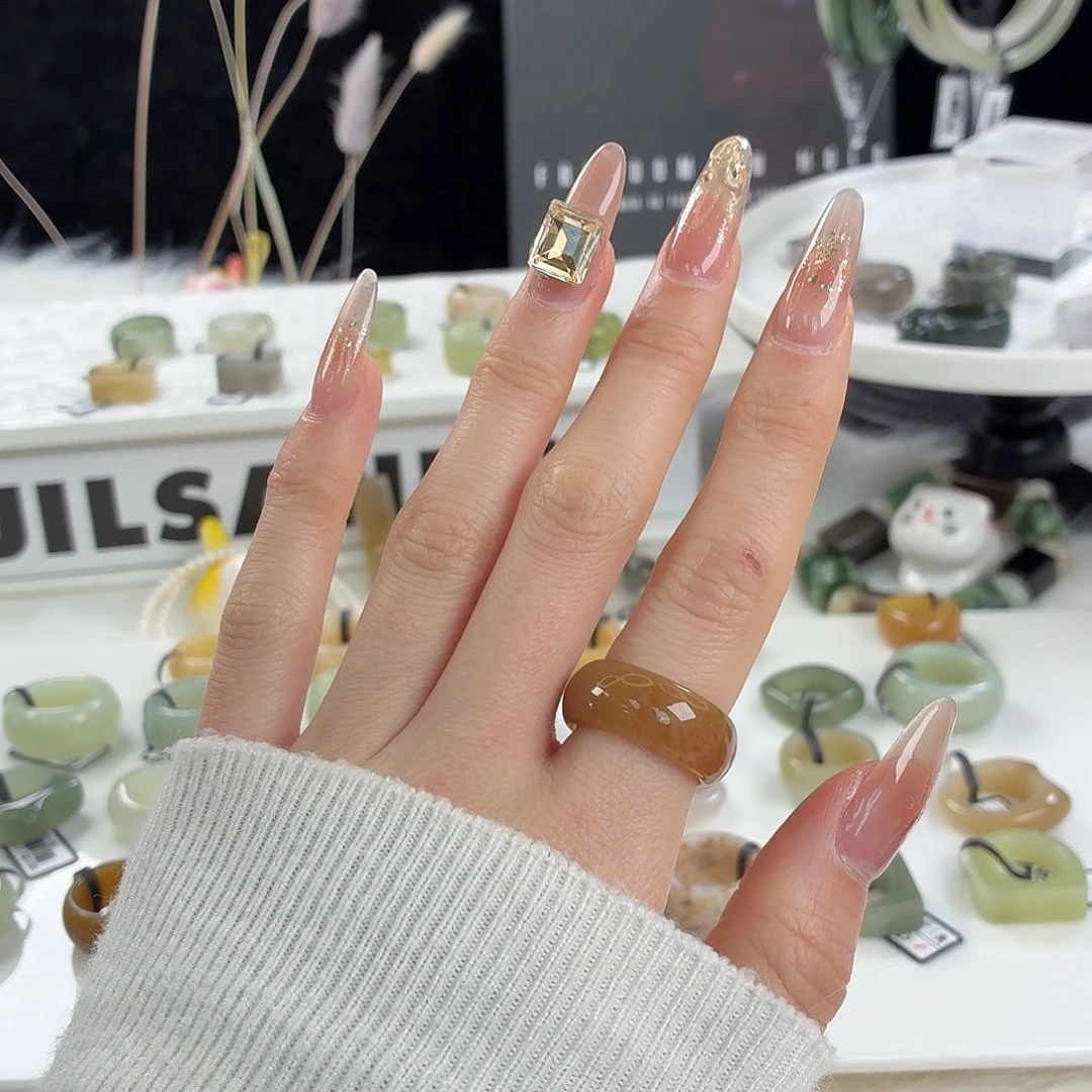 和田玉未镶嵌戒指j43金桔糖轮胎17.1