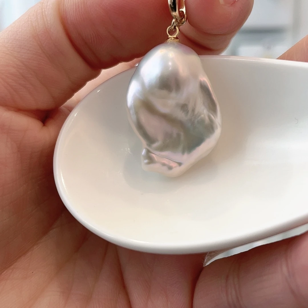 淡水珍珠天然珍珠巴洛克银S925镶嵌