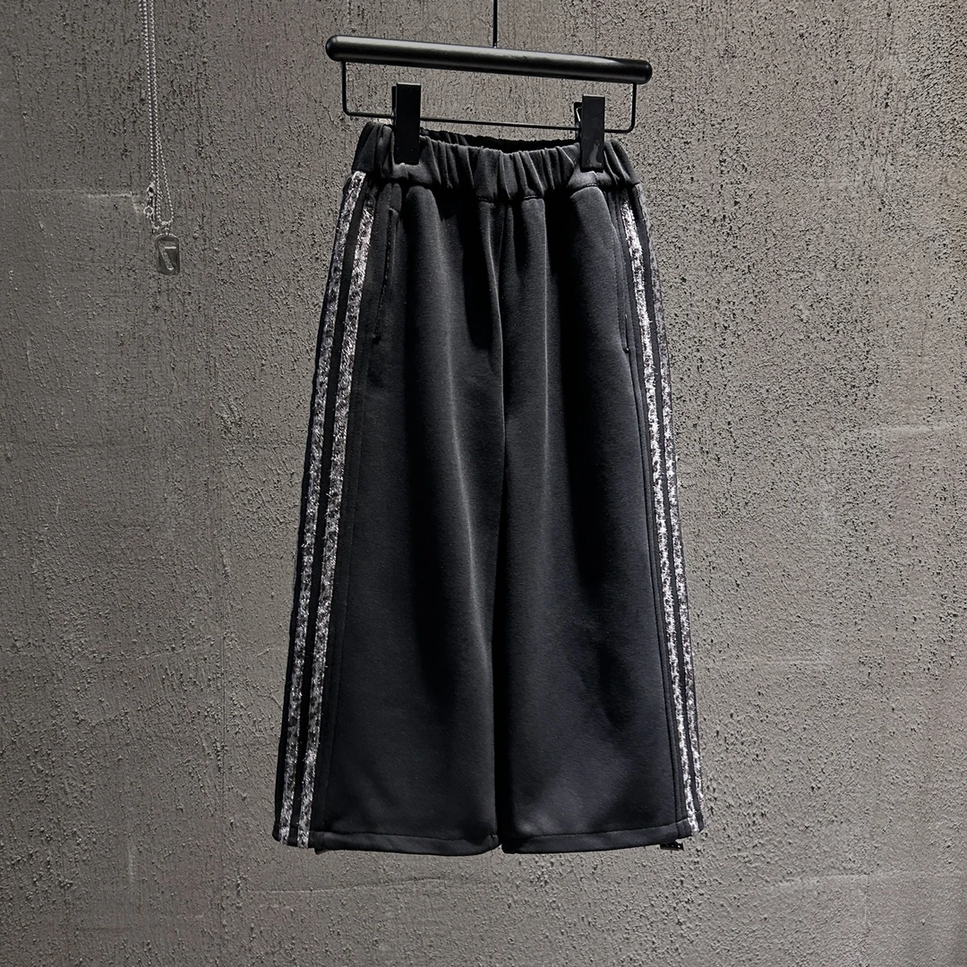 【裔kids】新款豹纹侧边三条杠韩版潮流百搭经典宽松阔版卫裤7001