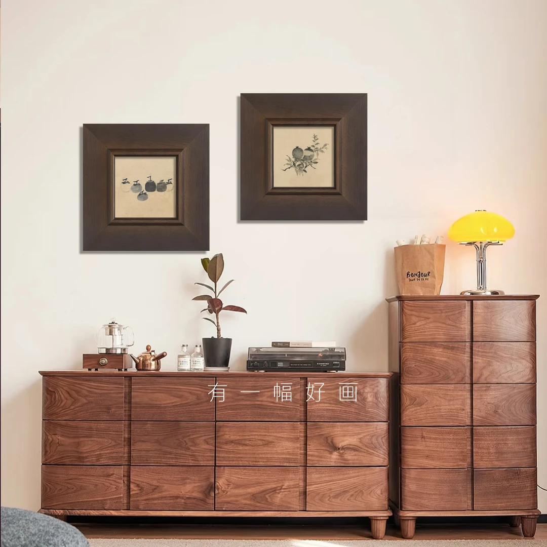 柿柿如意 法式中古风小众艺术复古装饰画客厅卧室餐边柜禅意挂画