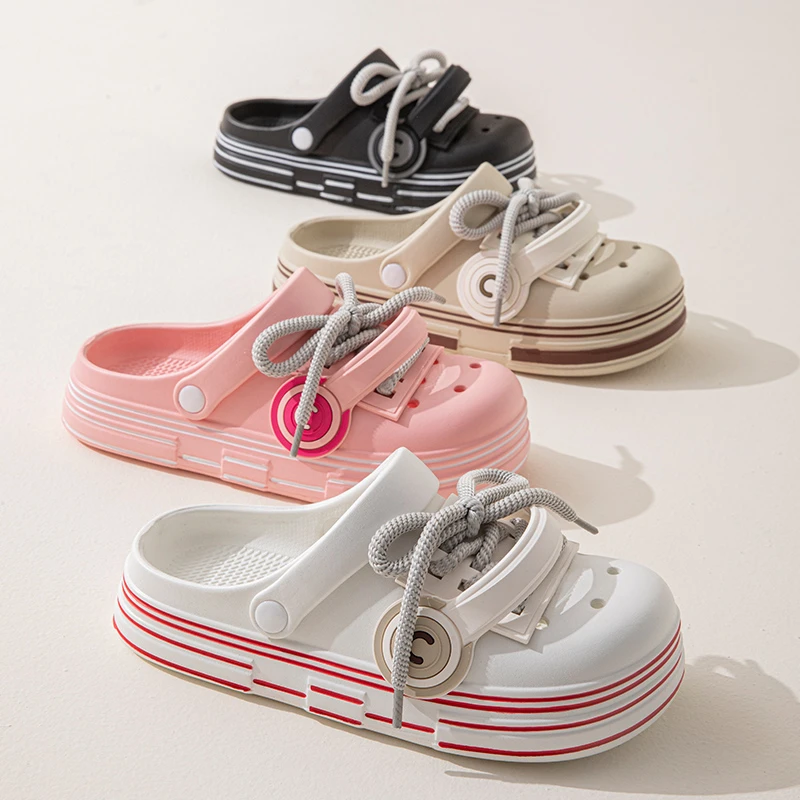 新款休闲情侣款耳机洞洞鞋女夏季外穿防滑软底包头凉拖鞋男527