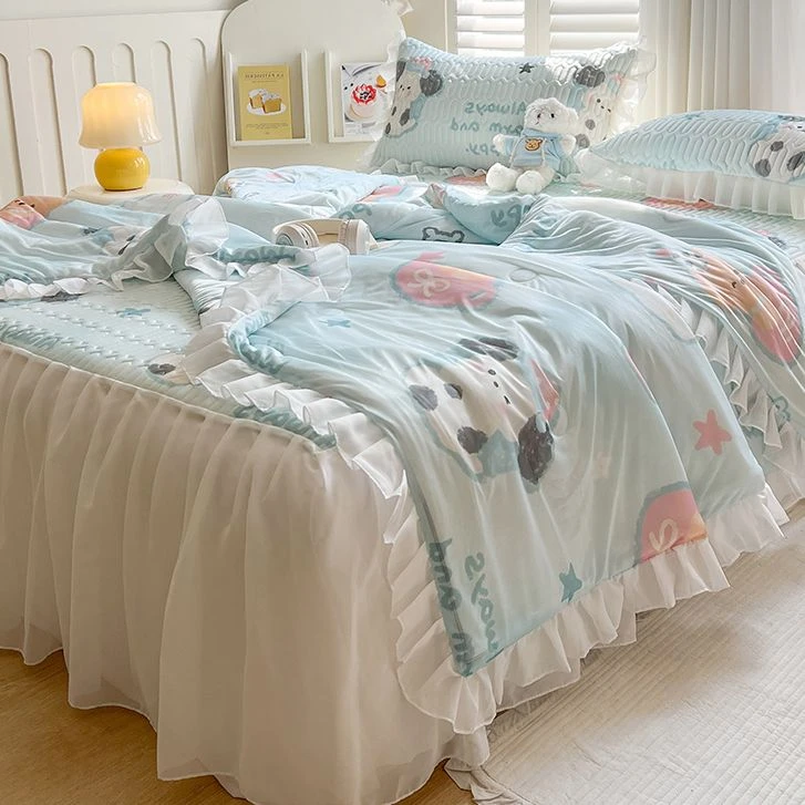 2025新款乳胶凉席夏凉被儿童款床裙款夏季凉感冰丝床单被套空调被