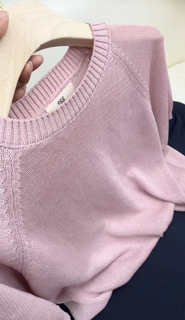 杨姐家 夏季新款鸡蛋家粉色圆领短袖 巨好穿百搭显白洋气上衣