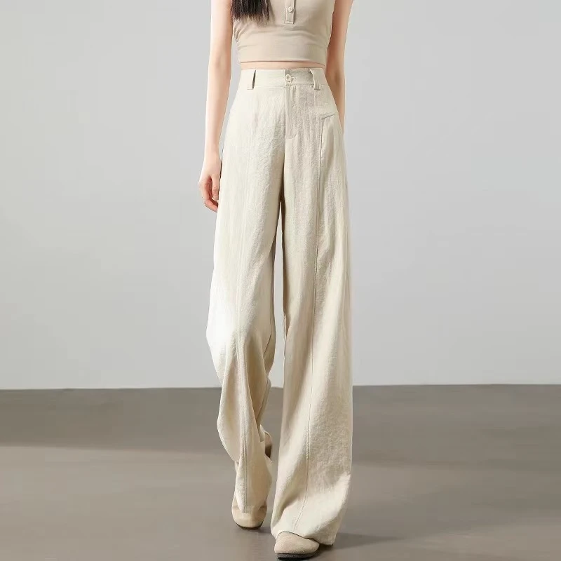 高级感冰丝垂感阔腿裤女夏薄款2025新款8001