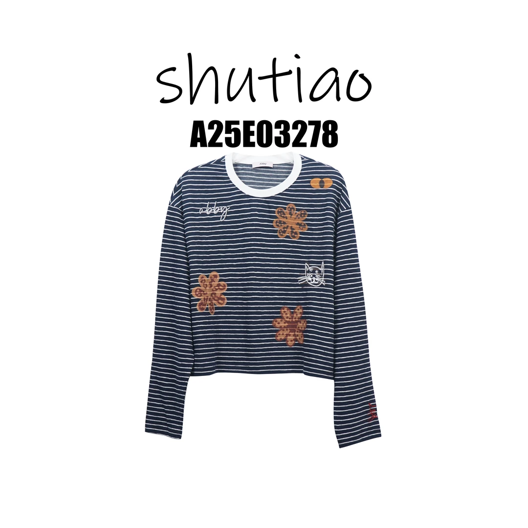 【SHUTIAO】2025夏季：新款小众设计款T恤A25E03278