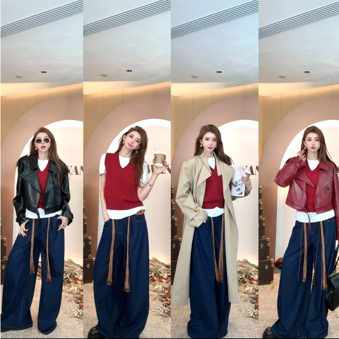 婉君【巴黎丹宁】复古休闲韩版显瘦气质牛仔裤LWJ24C3TZ1521