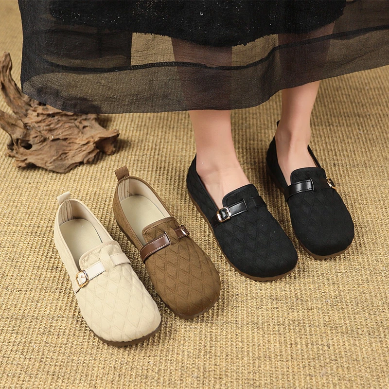 新款女士单鞋豆豆鞋舒适乐福鞋渔夫鞋懒人鞋布鞋一脚蹬百搭妈妈鞋