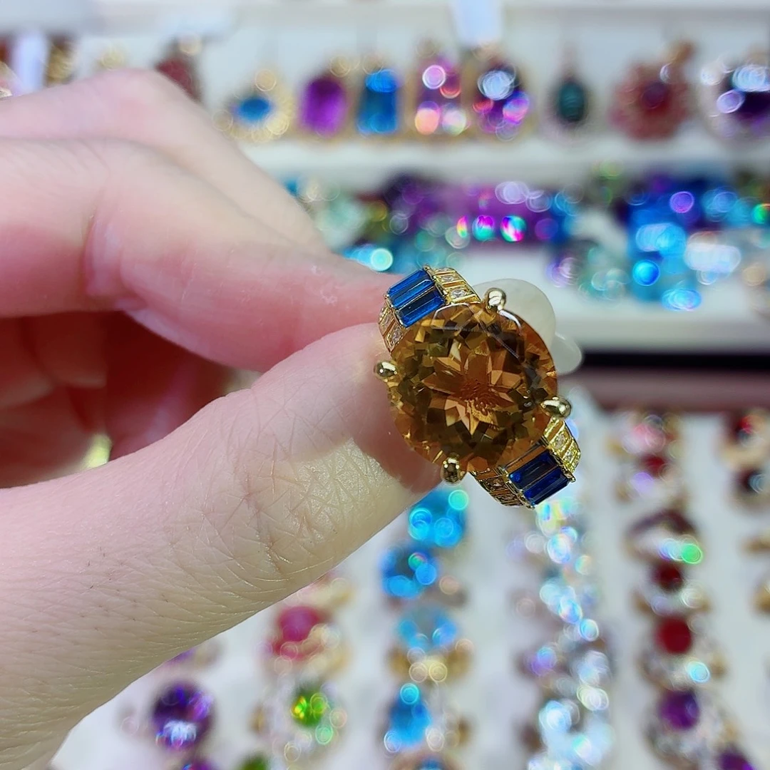 银S925镶嵌戒指黄晶