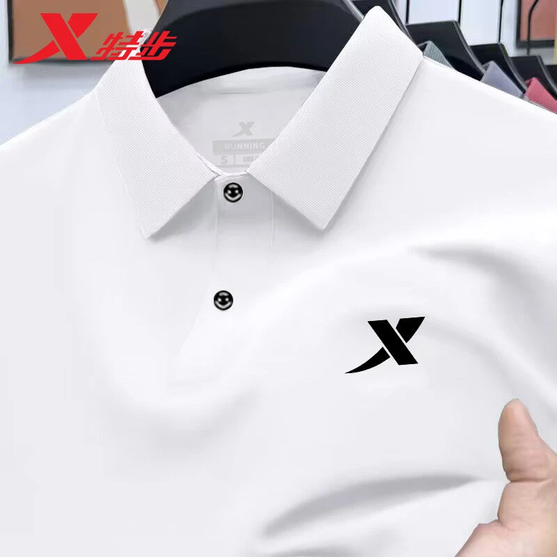 特步polo衫短袖t恤男夏季透气正品薄款半袖商务休闲翻领保罗衫T恤