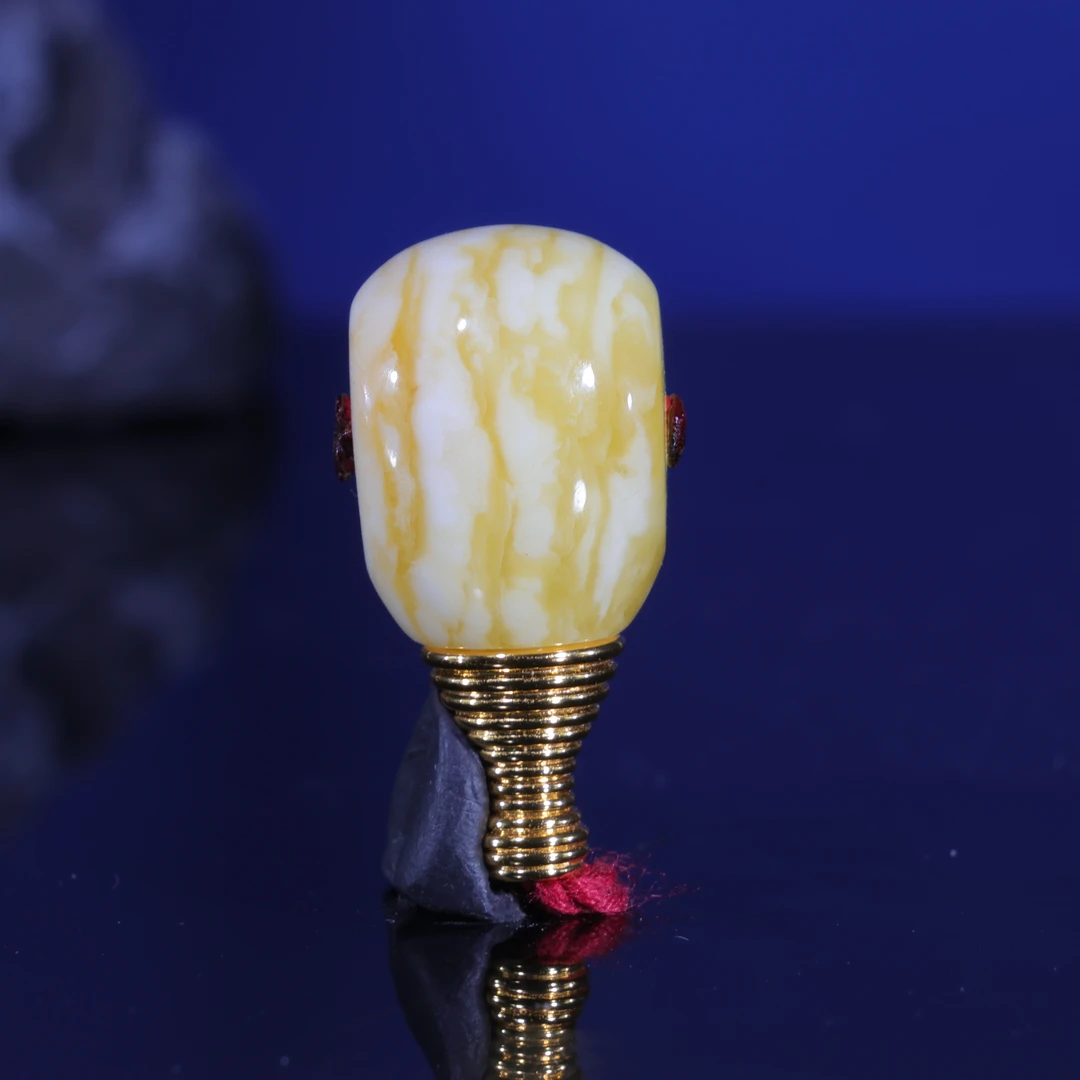12m蜜蜡三通一物一图白蜡白花虎皮微瑕分体三通佛头蜜蜡配饰C546
