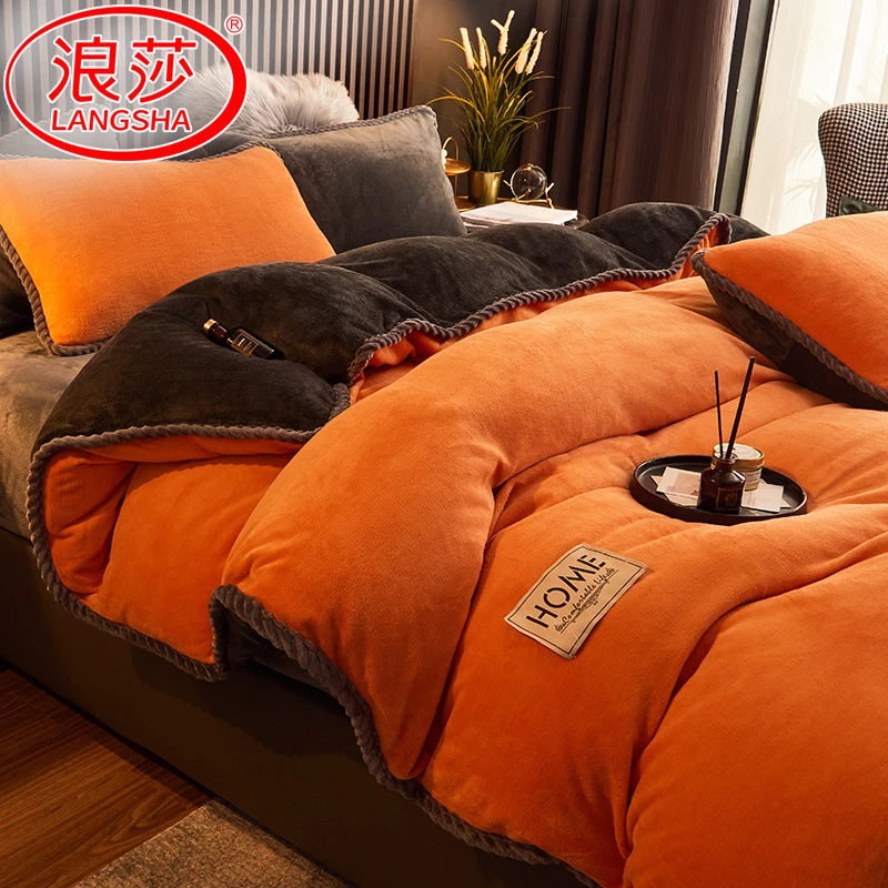 浪莎加厚牛奶绒被套单件双面加绒1.5x2x2.3米宿舍150*200单人被罩