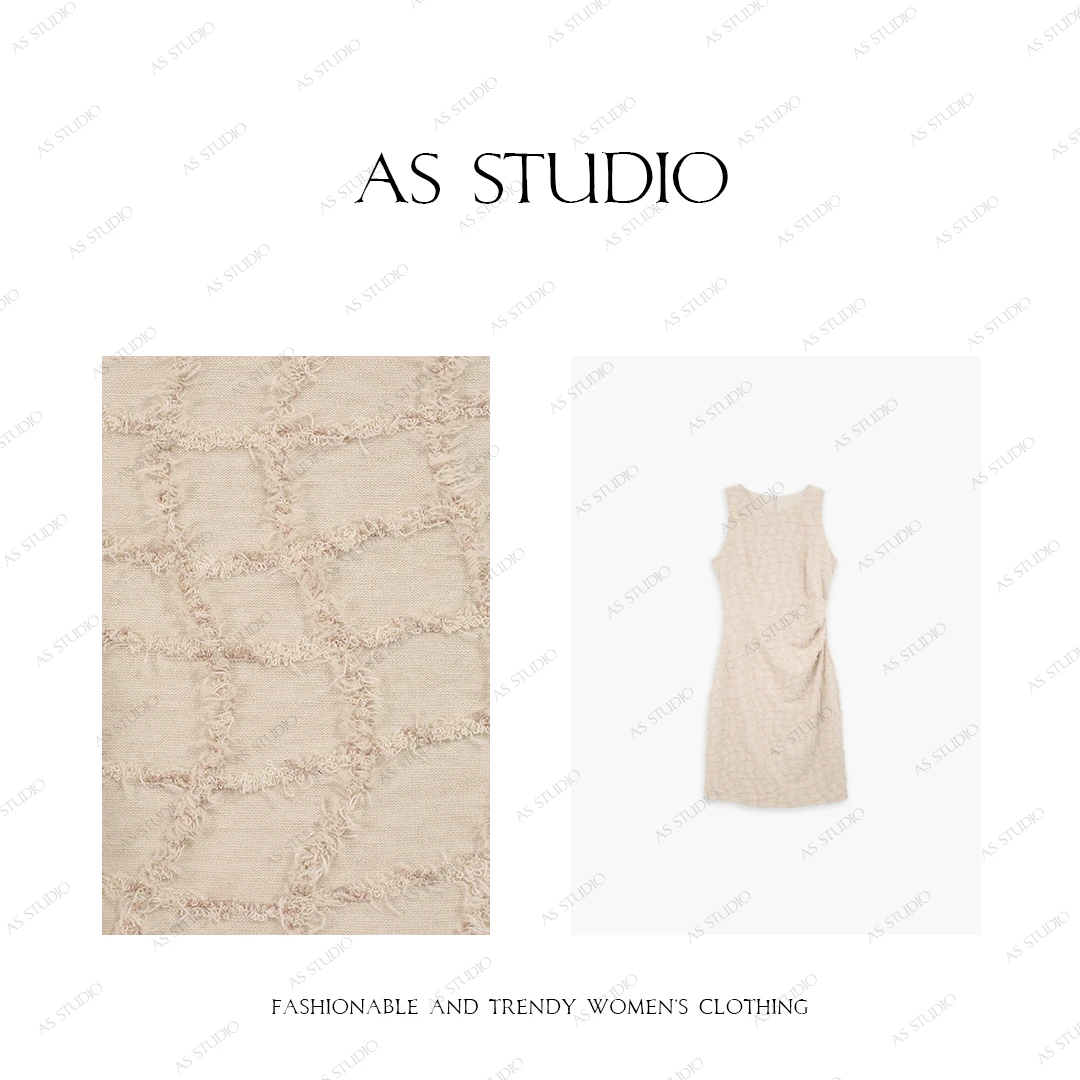 【AS蜕变】25新定制弹力亮丝不规则方格收腰连衣裙AS25XLYQ01427