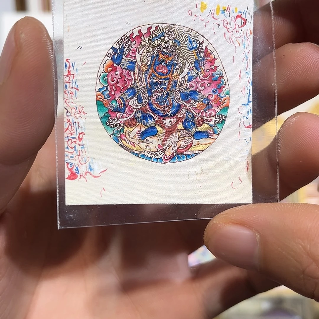 吊坠青海热贡纯手绘大黑天3.5