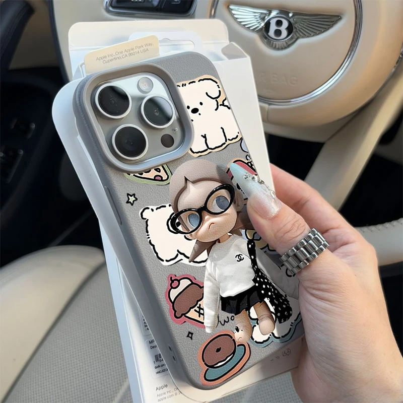 白卫衣嘎子姐适用苹果16/17手机壳iPhone15promax14荔枝纹13/1211