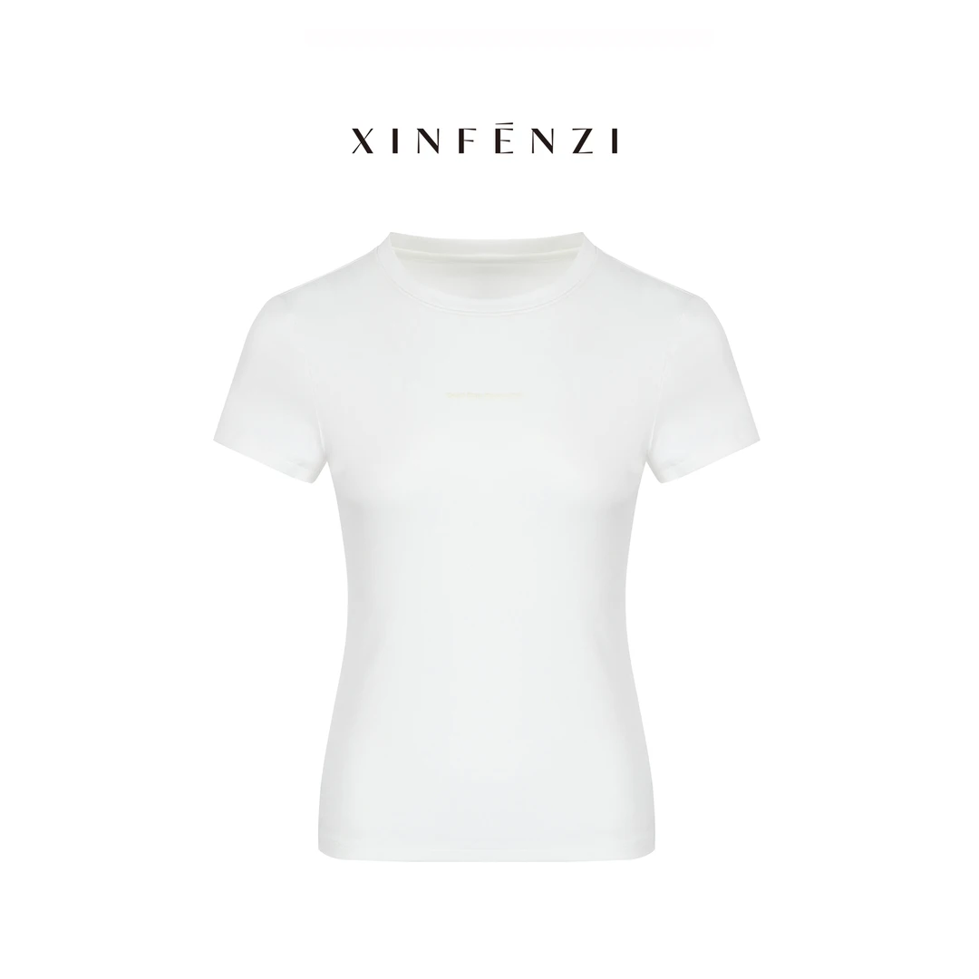 【回购】XINFENZI 立体字母百搭重磅双面精梳棉圆领T恤 SS36058