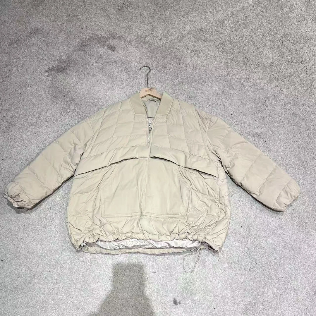 FL秋冬新款都市运动拼接斜拉链长款羽绒服【31039】