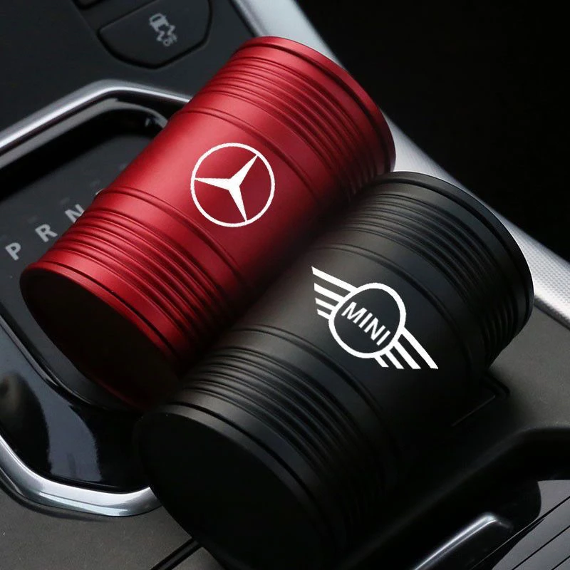 金属个性车载烟灰缸车标定制图案带盖多功能铝合金烟灰缸车内用品