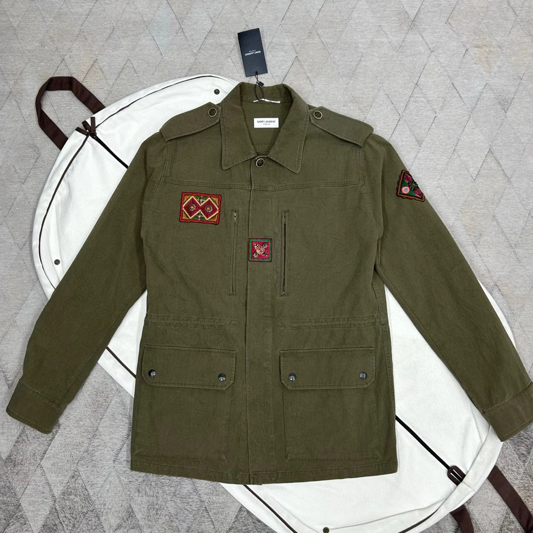 未使用 YSL/圣罗兰 135338 男款重工刺绣猎装夹克
