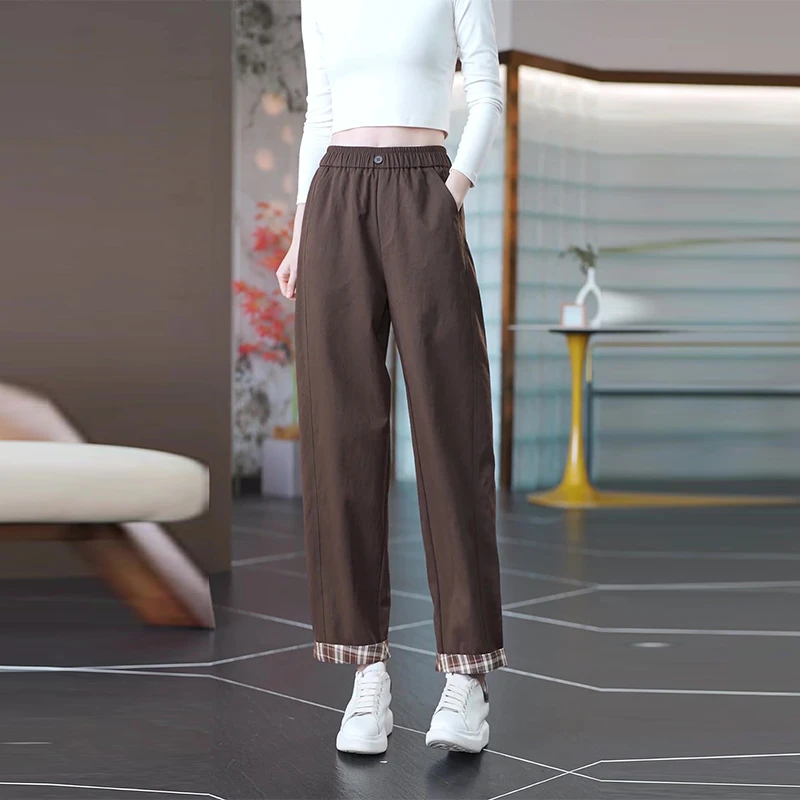 哈伦裤2025秋季新款透气休闲裤黑色九分阔腿裤萝卜裤高腰长裤