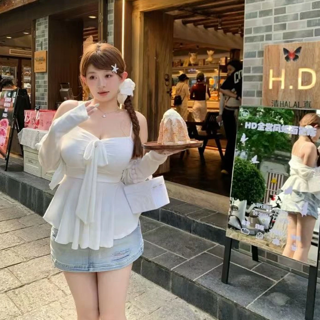 大码女装法式气质吊带开衫搭适合微胖妹妹纯欲显瘦遮肚子