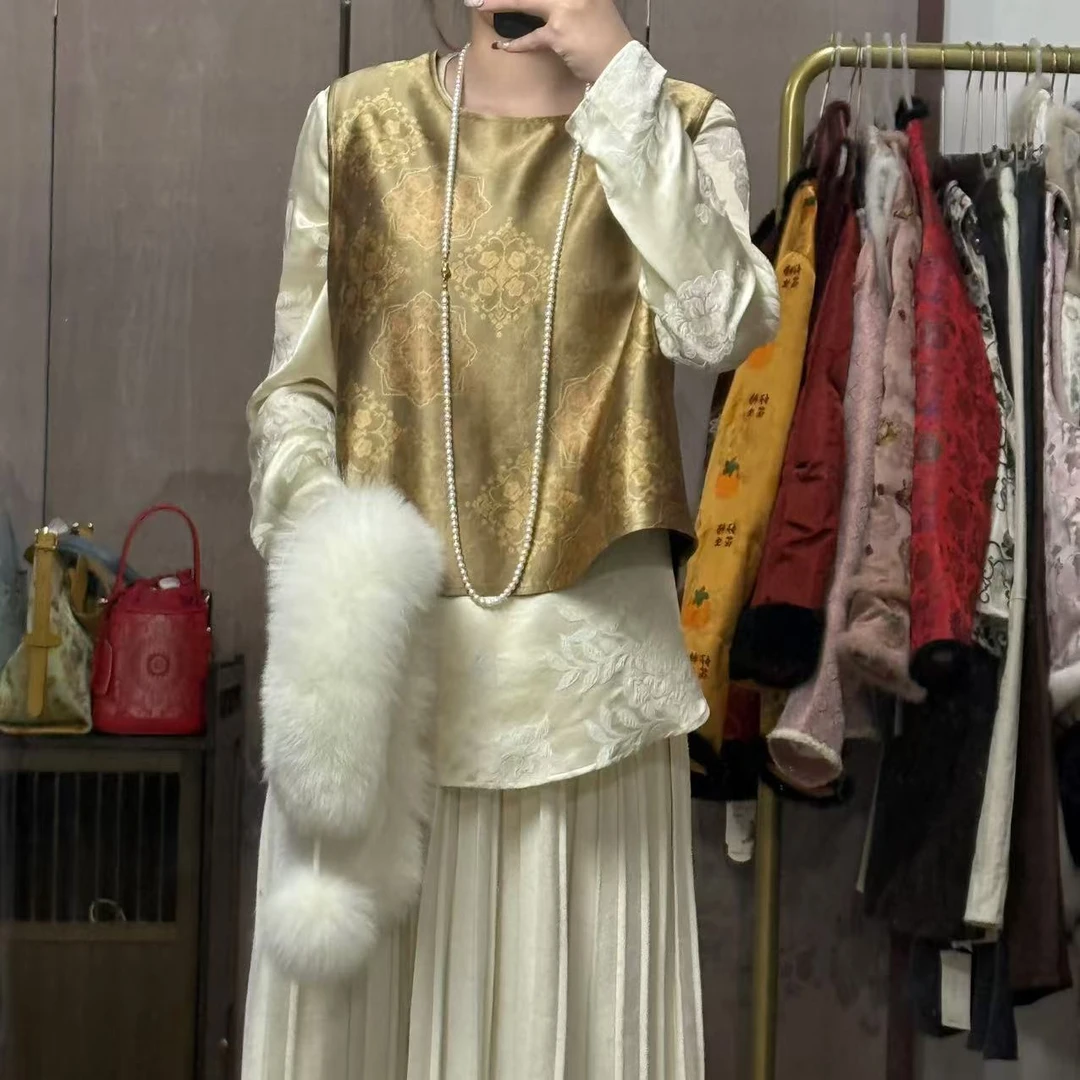 100桑蚕丝！70姆米贵妇烤皮背心