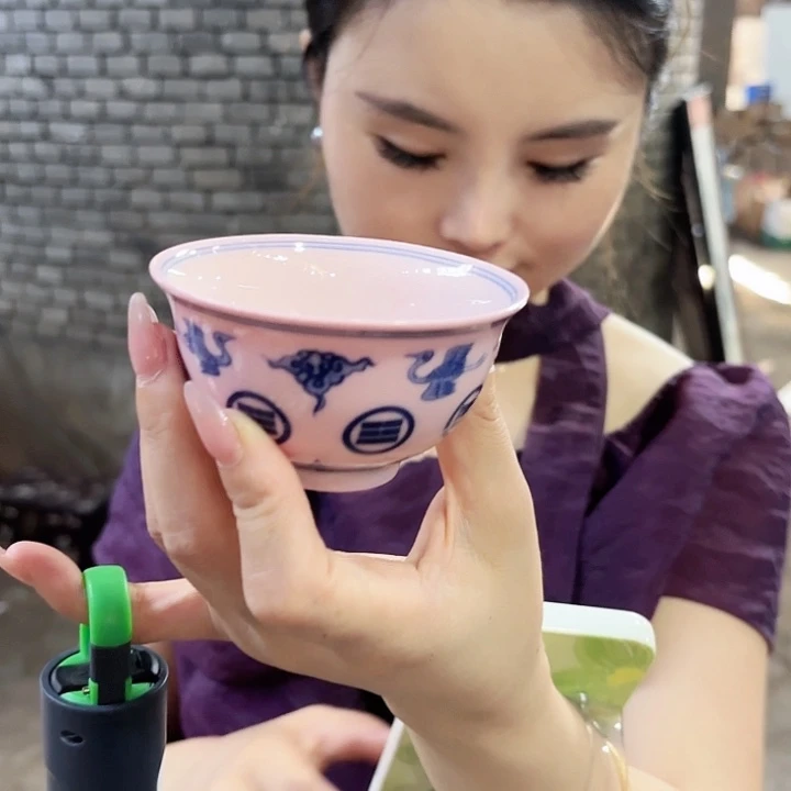 摆件景德镇高温陶瓷红cc鹤杯