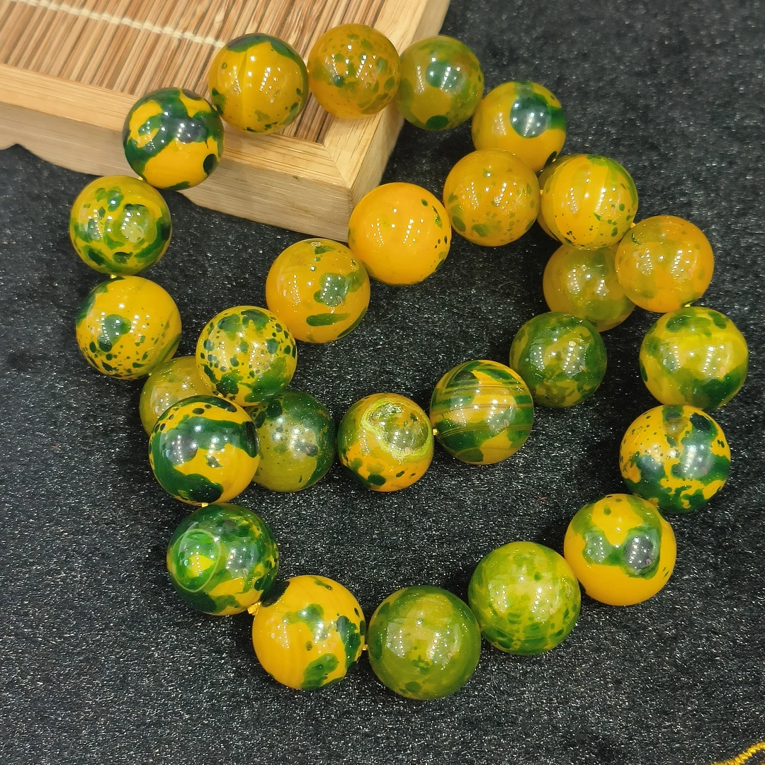 S6266【福嘟嘟珠宝】玄武益母玛瑙绿手串-送礼佳品-多样性只发一件