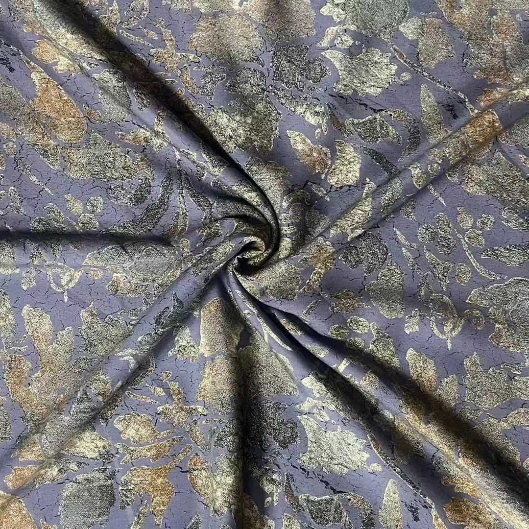 【云锦1店】25407-2号 雕印棉绸紫灰底大欧花 服装布料面料