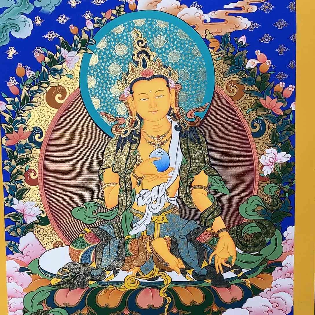 装裱画桂**园尼泊尔手绘唐卡画芯