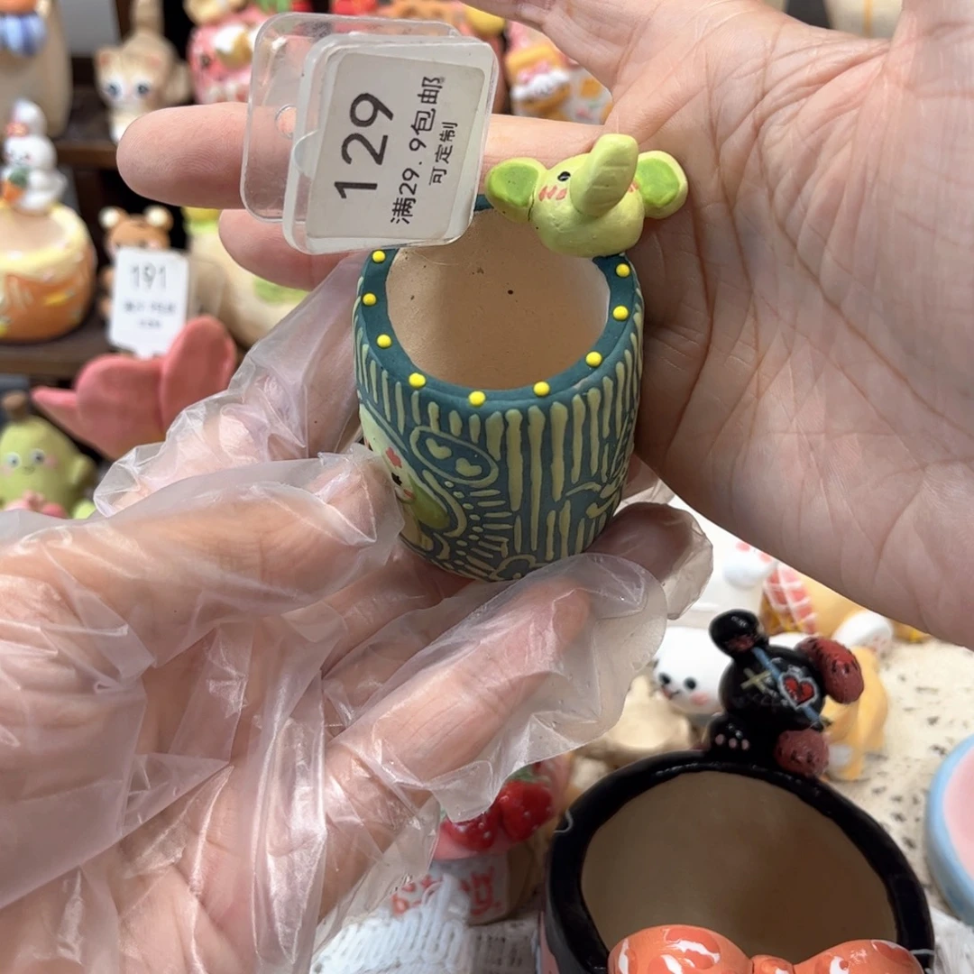 ****满129大象花盆手绘花盆