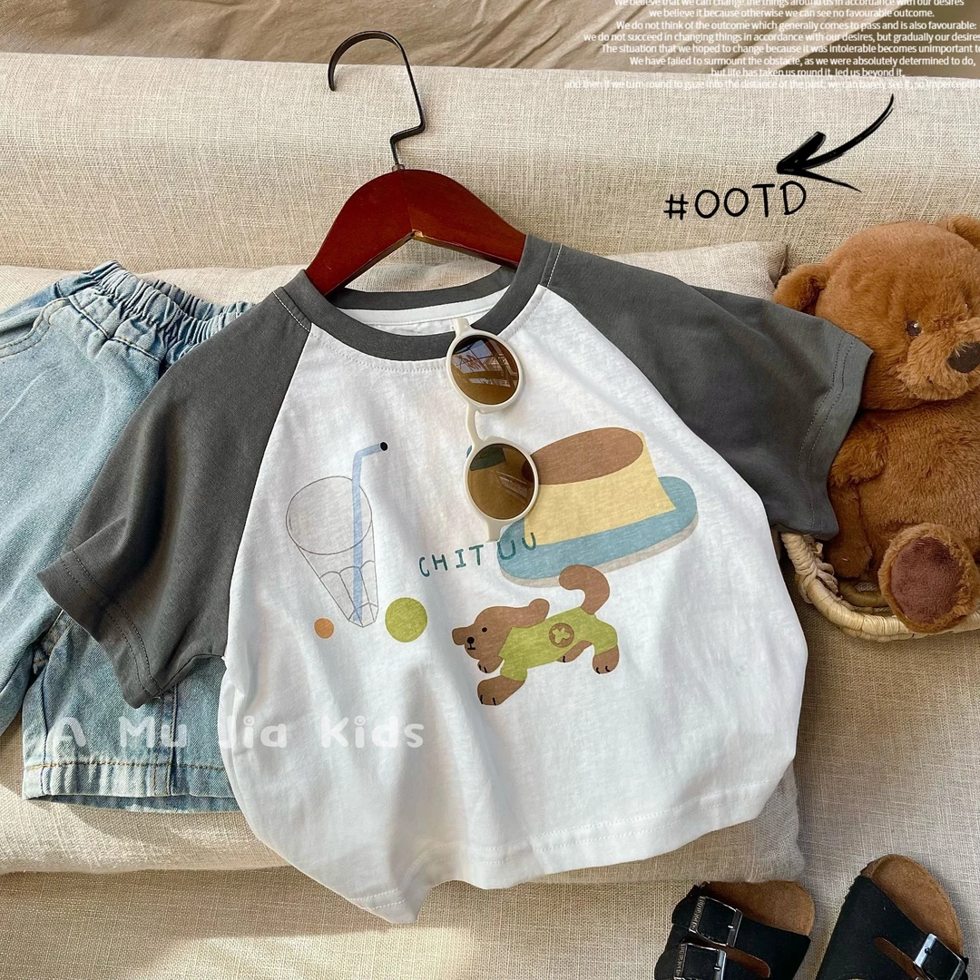 【阿沐家童品】男小童凉感T恤儿童短袖中小童宝宝半袖夏季卡通短袖