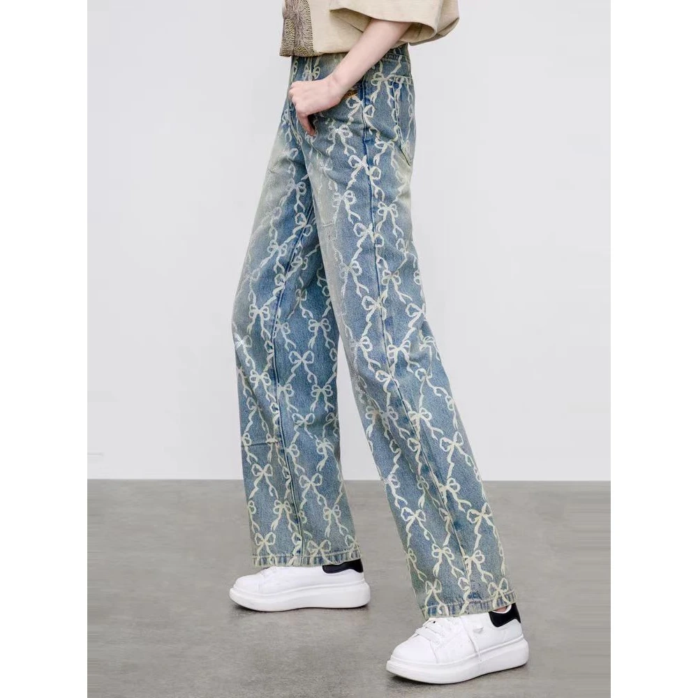 爆款-TCH2025春季新款小众烫钻牛仔裤女士T7508005