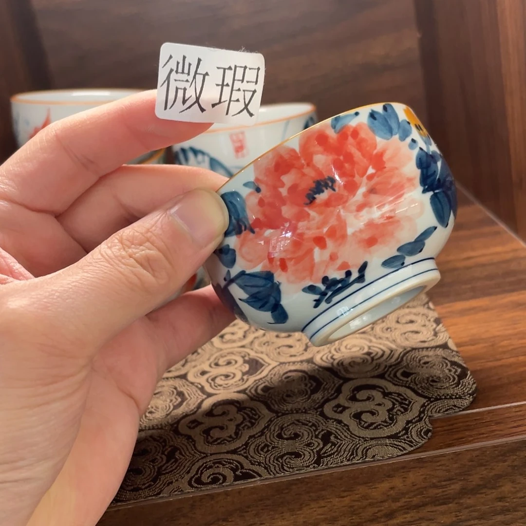 釉下手绘茶具微瑕