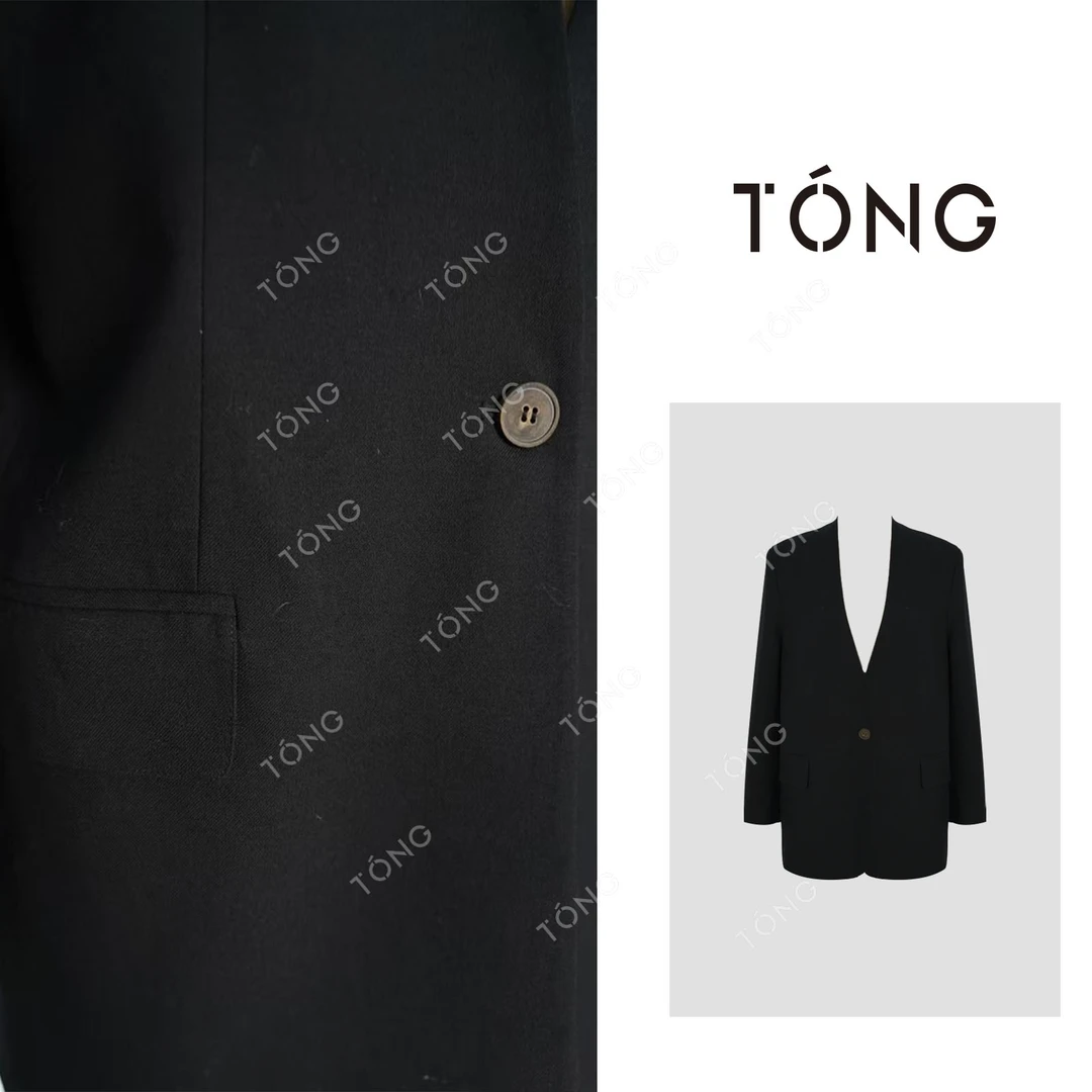 【法式小众】 羊毛设计感V领无领质感精纺西装 GW018