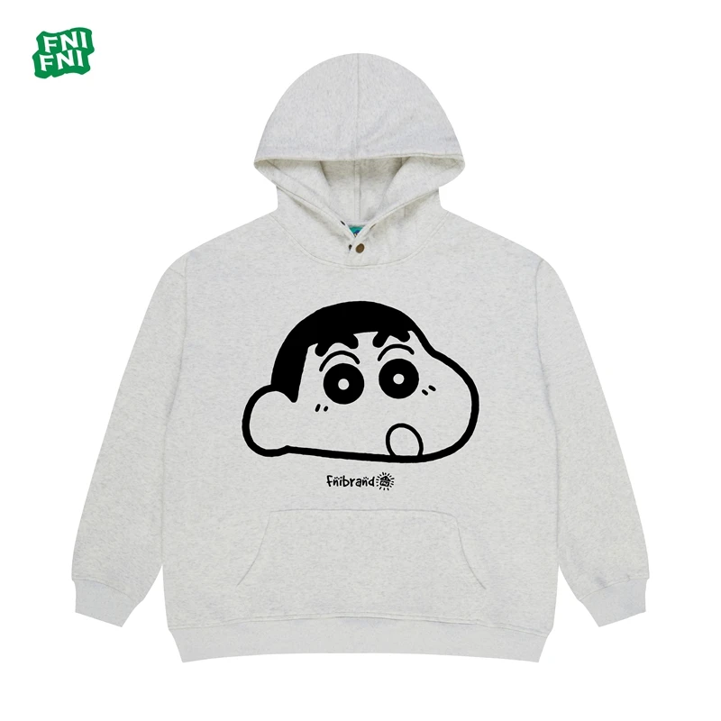 FNI国潮重磅棉（大头小新）男女同款加绒连帽卫衣24年早秋冬款发泡