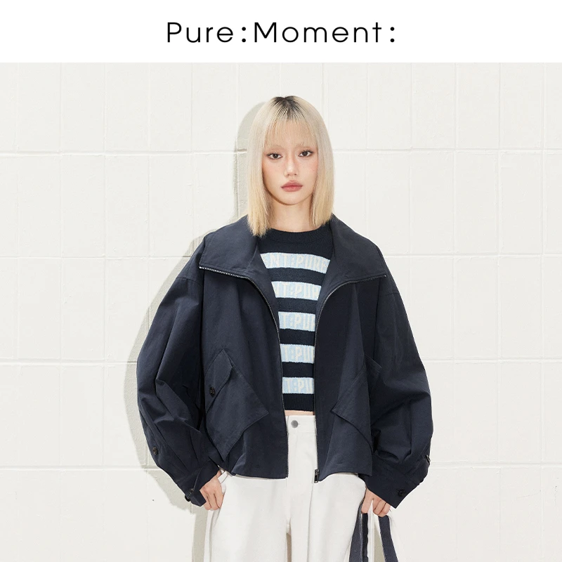 小麦檬Pure:Moment:商场同款藏青短外套4F2210481Q