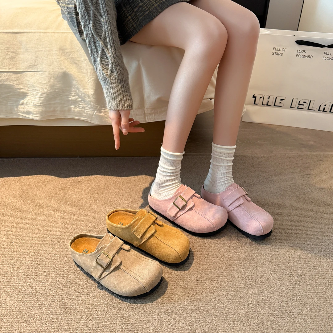 懒人慵懒风高级感勃肯拖鞋女外穿2025年春季新款日系通勤包头半拖