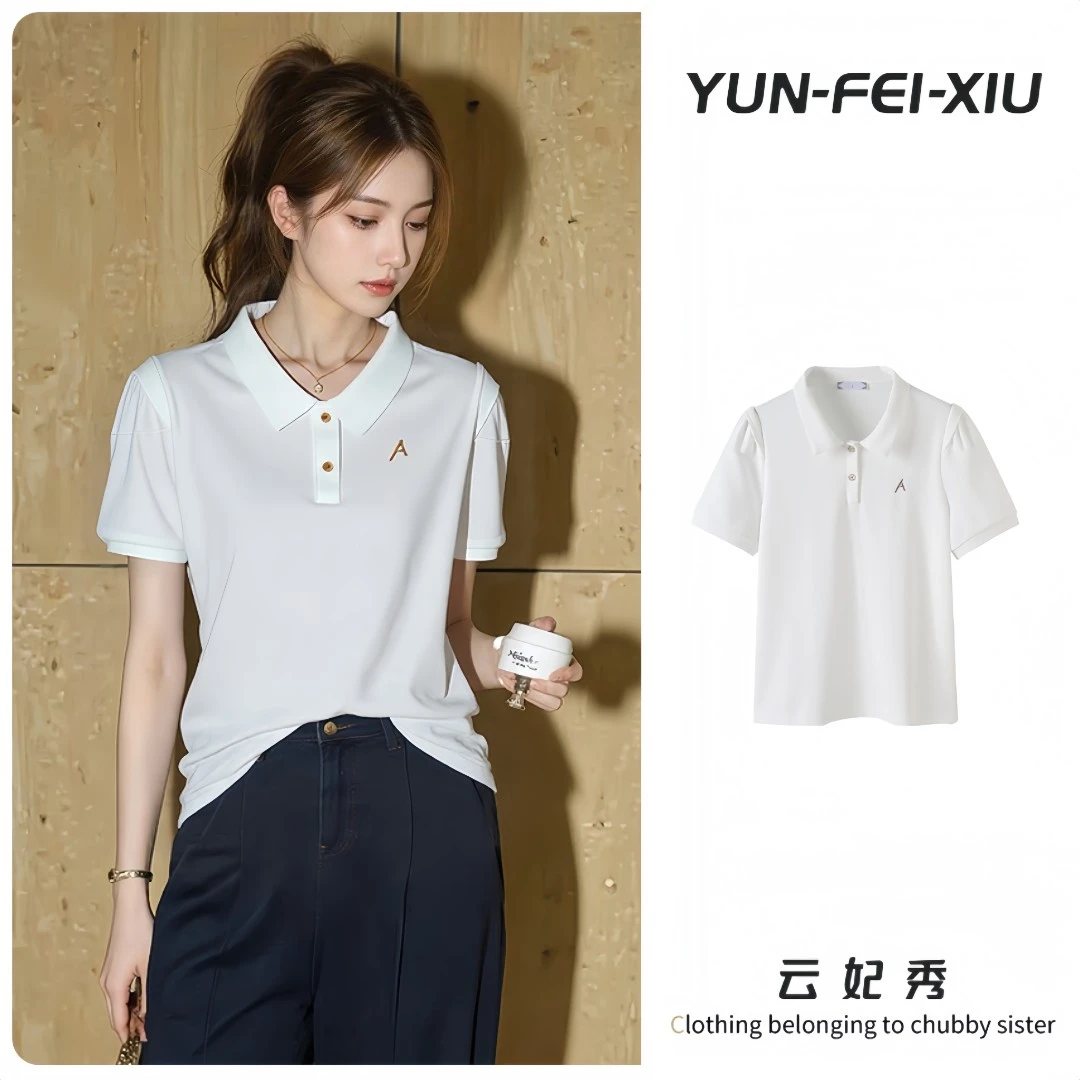 云妃秀大码女装T恤简约时尚百搭休闲气质微胖显瘦上衣夏季9776