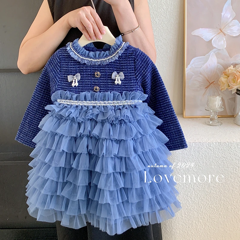 【本妈】秋“海的女儿”女童长袖蛋糕洛丽塔公主蓬纱连衣裙66701 29‘9