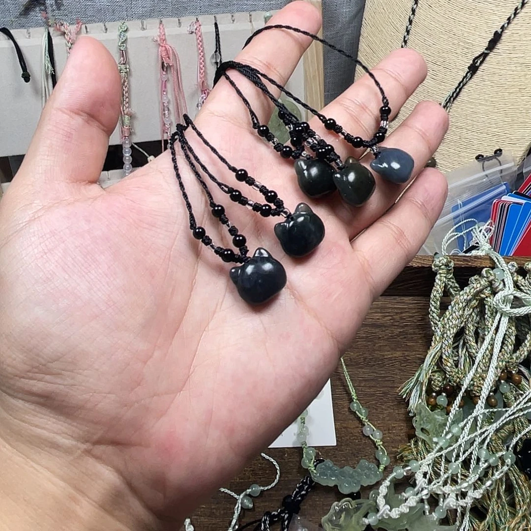 蛇纹石玉合金颈饰