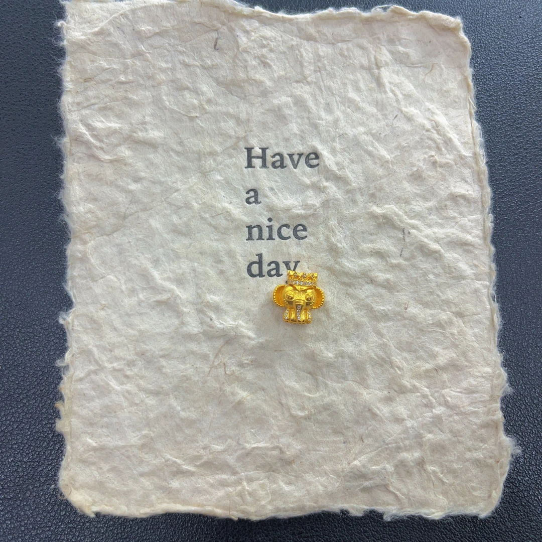 足金 镶嵌中穿大象 皇冠