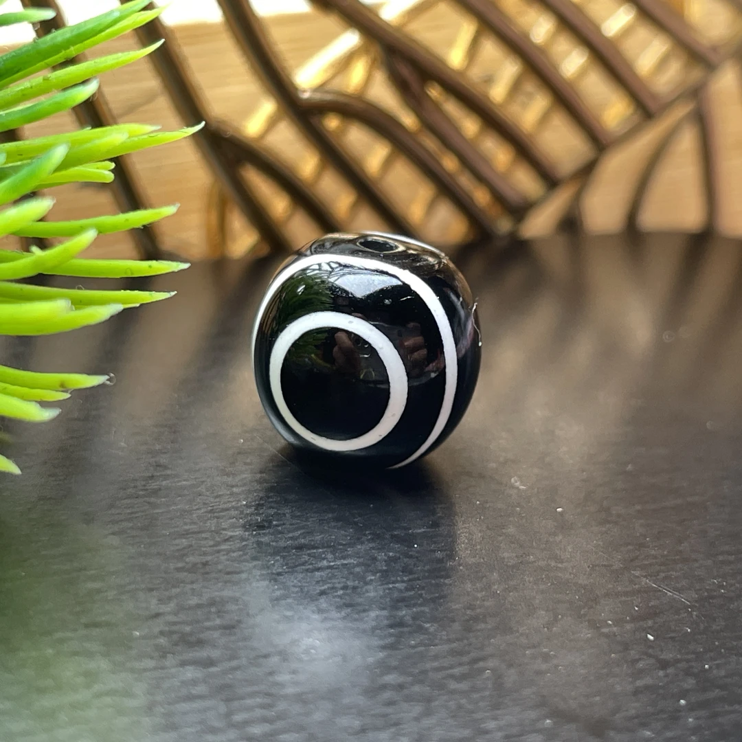 黑白色系双鬼眼药师老型桶珠尺寸8mm、10mm12mm配顶珠腰珠配珠背云