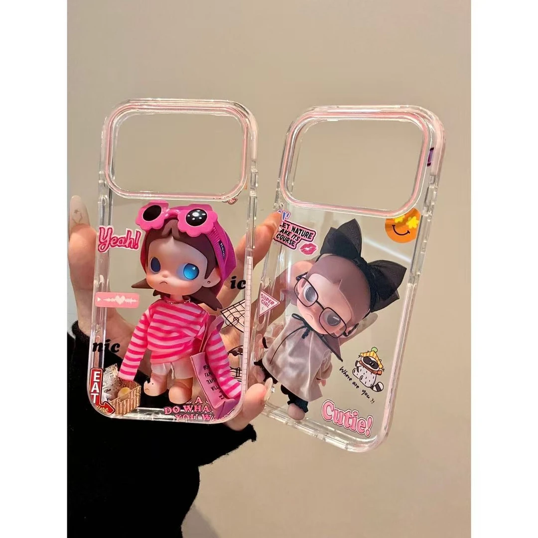 日韩甜酷风条纹蝴蝶结嘎子姐适用ihone17promax16pro手机壳15/14