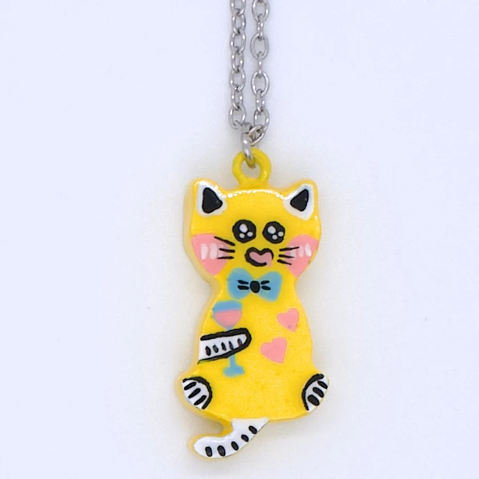 不锈钢项链 6月新品！王甜心手工小小猫项链《吻》系列出品