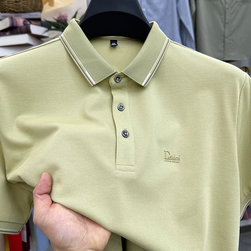 CATIA SELI薄款男士夏季短袖t恤棉上衣翻领中青年商务休闲POLO衫