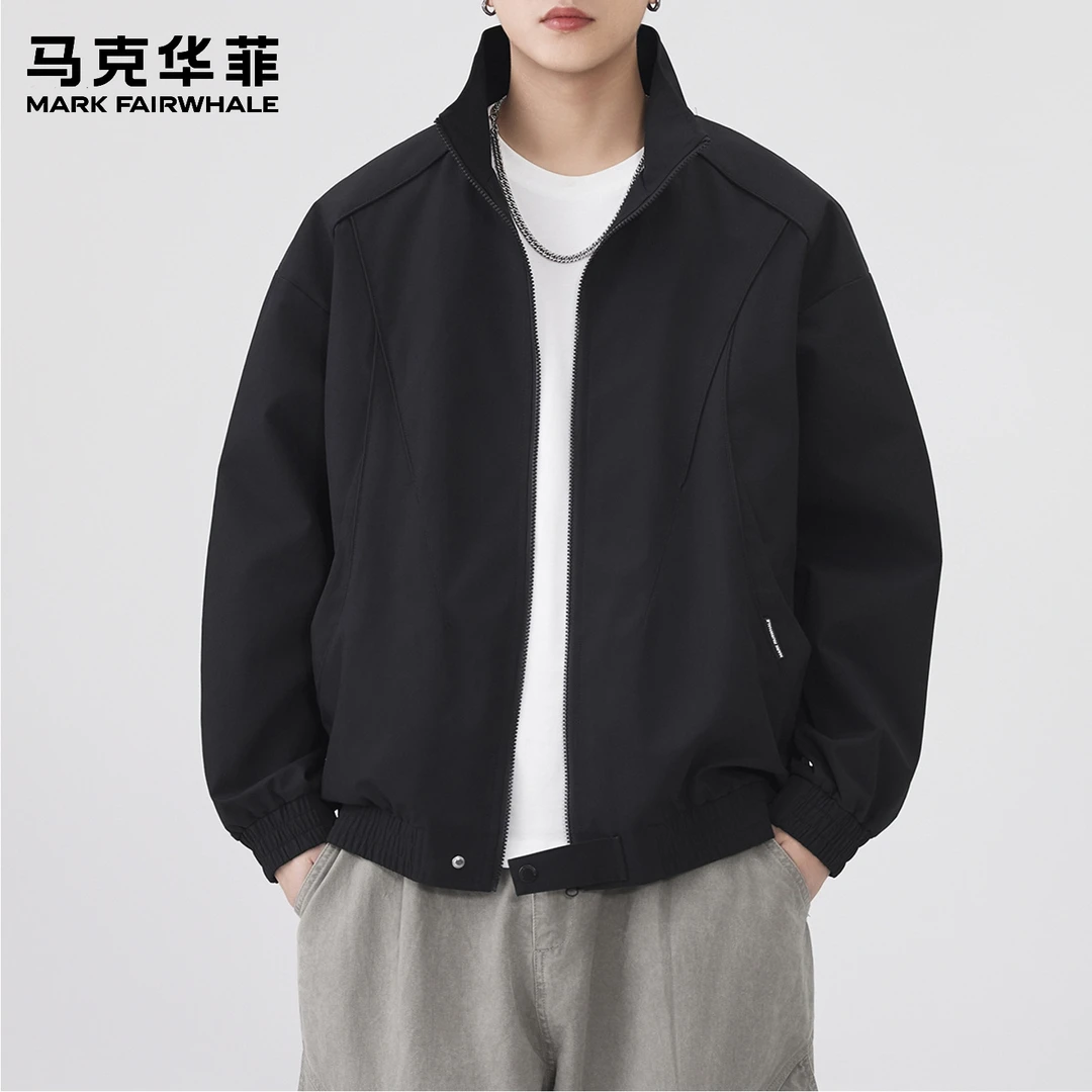 马克华菲美式工装夹克外套男秋季新款宽松休闲通勤风立领外穿上衣