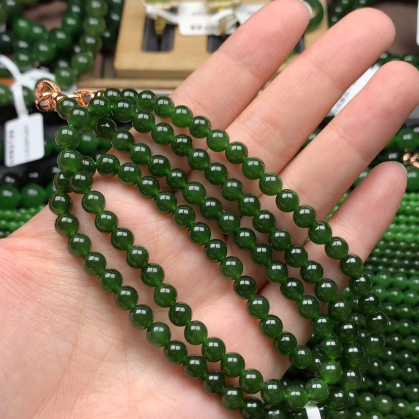 【闪购商品】颈饰未镶嵌和田玉（碧玉）6m菠菜绿无黑
