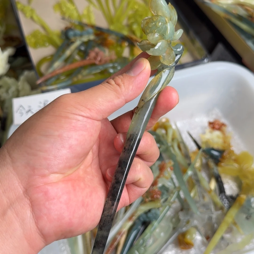 岫玉未镶嵌发饰明君玉簪就是好看