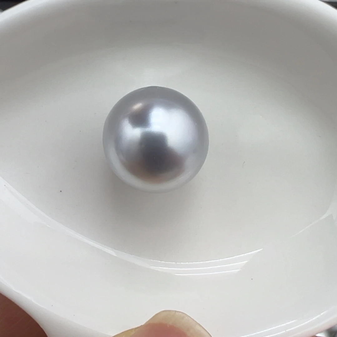 海水珍珠未镶嵌14.3mm铂金灰