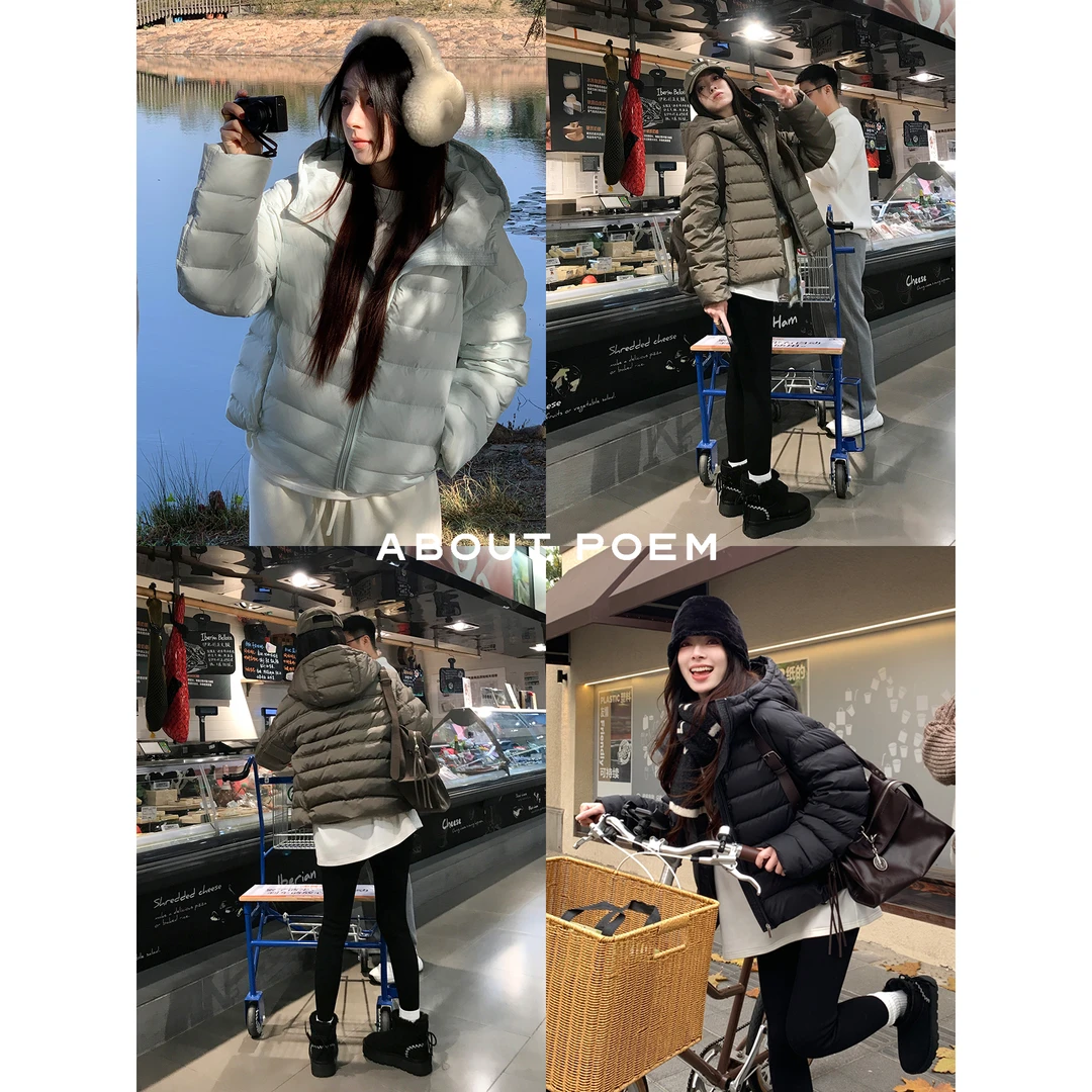 夏诗文 可溯源安心绒90纯白鹅绒LIMONTA防水连帽排骨羽绒服女汉服